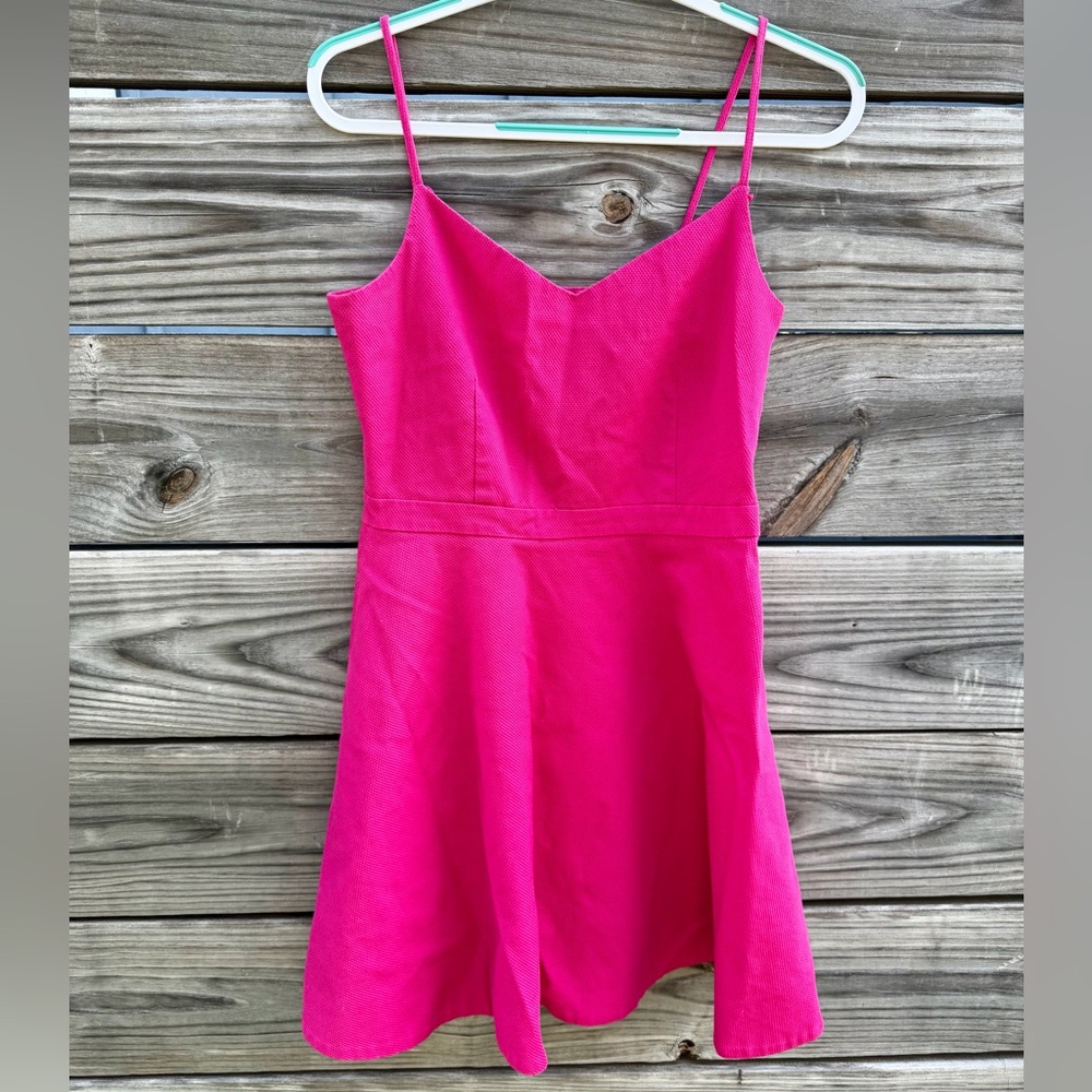 Joie Hot Pink Fit Flare Dress Textured Sleeveless Medium